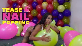 Julia’s Neon Balloon Tease – A Playful Nail Pop Session