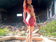 Ariel Ortiz gets horny in an abandoned ship, then she puts her whole hand in her cute pussy