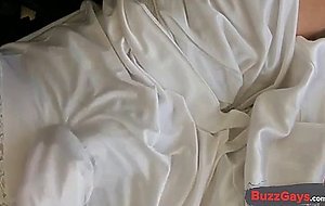 White nylon slip wank & cum