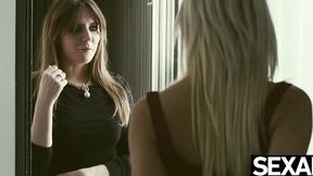 ”Watch these lesbian beauties play kinky strap on sex games”