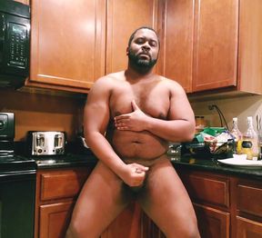 Jacking off in the kitchen