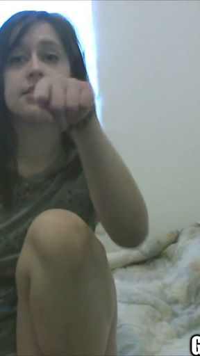 Cute Saggy Titty Slut with Nice Pussy Sucks Tiny Dick Pussy Eater in Whore Town Flop House   Clip 2