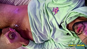 Jerking my big uncut cock until I cum a nice one I need my cock sucked so bad ?