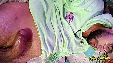Jerking my big uncut cock until I cum a nice one I need my cock sucked so bad ?