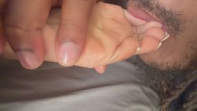 Sucking my toes like a good freak