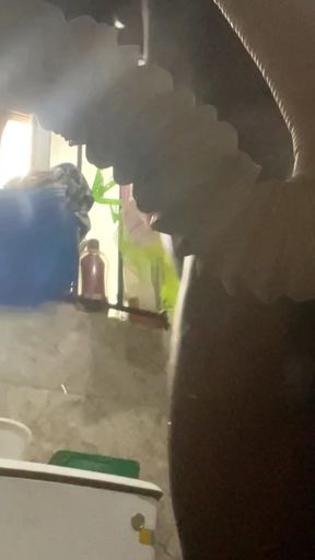 African man in Bathroom for pleasure