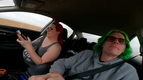 MtF Asian American redhead shemale cum slut ImpregnableLexa gives her Daddy Dominant road head before inserting remote control anal toy for fans to control