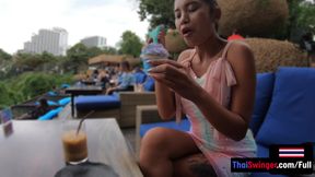 Thai Euro amateur couple public fun and horny sex at home in POV