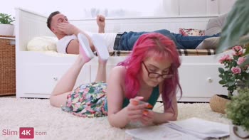 Alien Fox: Petite Redhead's Anal Cowgirl Cumshot