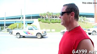 Pretty coalblack lad rides up white one-eyed monster and bounds on it well