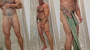 I take a SHOWER, shaking my DICK and WHIPPING my ass