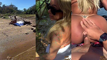 Maitê Hedonê viu a cobra no meio do mato... rs. Chupou o pau, deu gostoso em cima do jetsky e ganhou leitinho na boca.