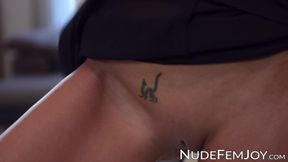 Teen beauty enjoys solo seduction with a mirror in the background