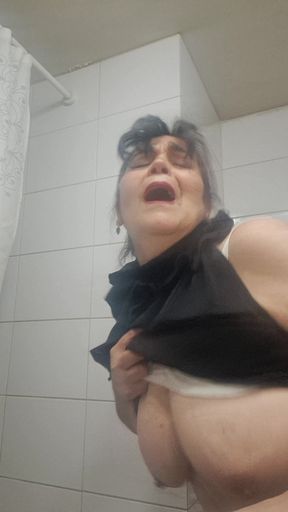 My stepson kept fucking me in the bathroom, leaving semen on my legs.parts2