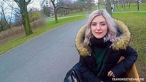 Cutie Eva Elfie Gives A Blowjob In The Park