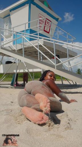 Worship my sandy feet at the beach