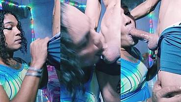Novinho dotado gozo na garganta da Wanessa