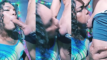 Novinho dotado gozo na garganta da Wanessa