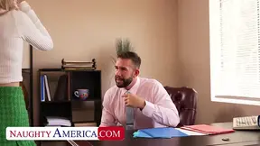 Jill Kassidy gives her boss a strip show and her pussy to keep her job
