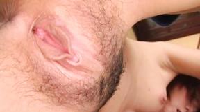 ”Unshaved asian MILF fucked on dining table”