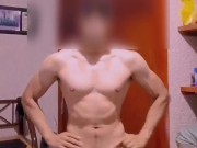 Hot naked guy flexing his natural body - OF: @liamdenoche