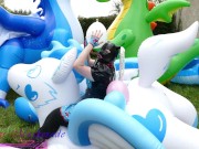Miss Maskerade Rubber Doll Playing and Pop Balloon - Looner fetish in full latex 01