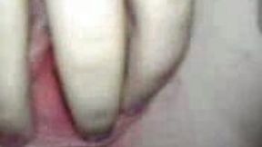Milk skinned young girlfriend fingers her tight pussy on close up video