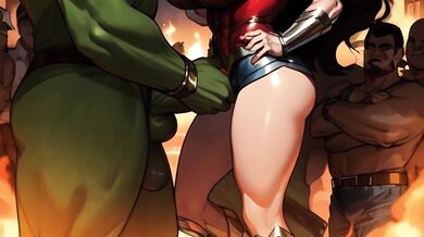 Wonder Woman gets wrecked by the Hulk’s rough gangbang in uncensored hentai