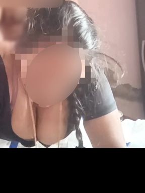 Big Boobs Bhabhi in White Saree & Black Blouse Doggy Style Hard Fucking & Cum Inside Her