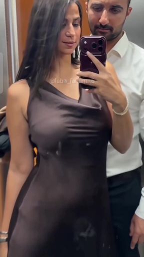 Amateur with big tits shows off her round ass