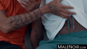 MaleNoir.com - Young black lovers kiss and flip fuck in passionate anal sex scene