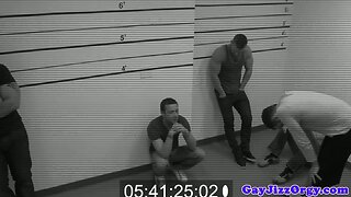 Muscular gay studs fucking ass during a lineup