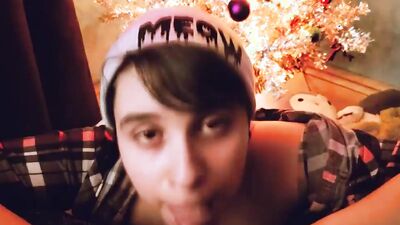 Sucking on daddy's little DICK on Christmas Eve