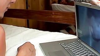 Jocks and twinks make guy suck their cocks and stroke them