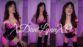 Smoking Wearing Pink and Black Outfit