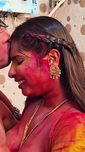 Captivating moment from &quot;Hot Indian Desi Couple Holi Special Romance&quot;