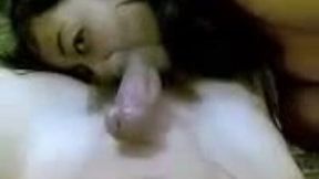 Cute Malay brunette hottie eats my hard cock on cam