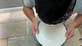 Slave eats pubic hair lunch
