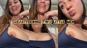 Giantess breastfeeding little man