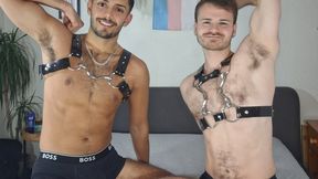 Eddy and Rex Vaughn - wearing our harnesses to lick, fuck, and breed!