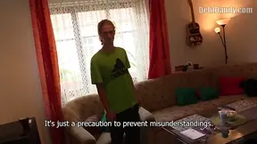 Ponytailed blonde guy fucked in the ass prior to taking a facial