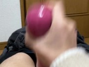 男子高校生がオナホールで激しくシコシコして中出し射精
