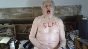 Sissy fag slag Sarah's naked exposure humiliation as she fucks herself with butt pug and wanks to cumshot