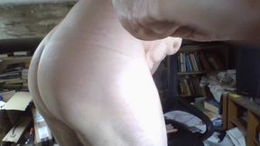 Sissy fag slag Sarah's naked exposure humiliation as she fucks herself with butt pug and wanks to cumshot