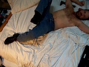 Hairyartist in Jeans Strip and Cum Puddles