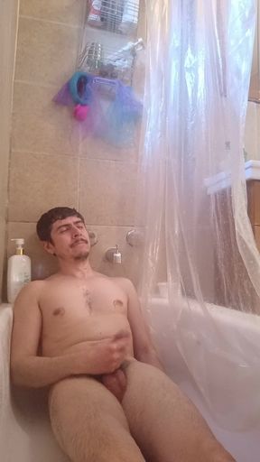 Handsome Man Explodes Thick Cum in the Bathtube