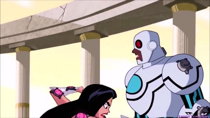 Wonder Woman BALLBUSTING Cyborg NUT PUNCH anime nutshot DC WonderWoman