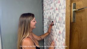Young French girl tests for the first time the glory hole with a big cock