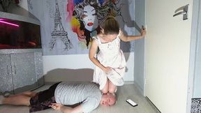 Danielle Kneels On His Head