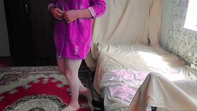 Naughty sissy trying on new pastel platform shoes